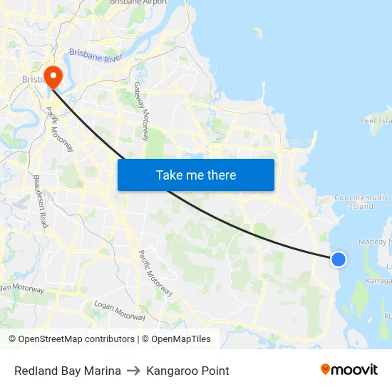 Redland Bay Marina to Kangaroo Point map