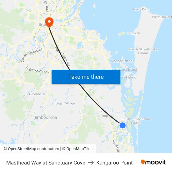 Masthead Way at Sanctuary Cove to Kangaroo Point map