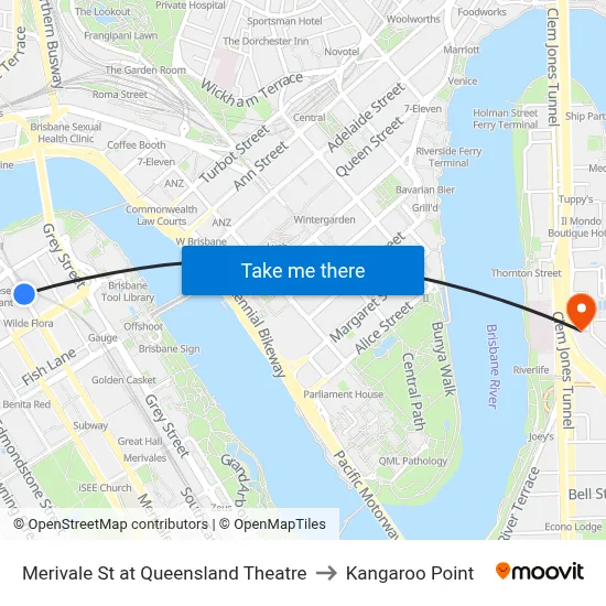 Merivale St at Queensland Theatre to Kangaroo Point map