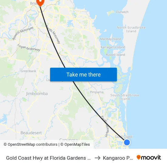 Gold Coast Hwy at Florida Gardens Station to Kangaroo Point map