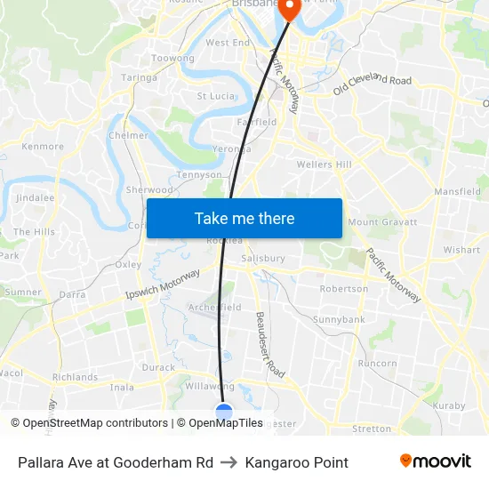 Pallara Ave at Gooderham Rd to Kangaroo Point map