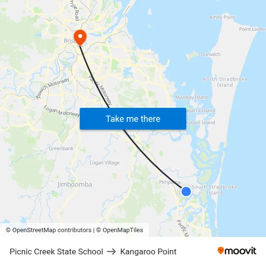 Picnic Creek State School to Kangaroo Point map