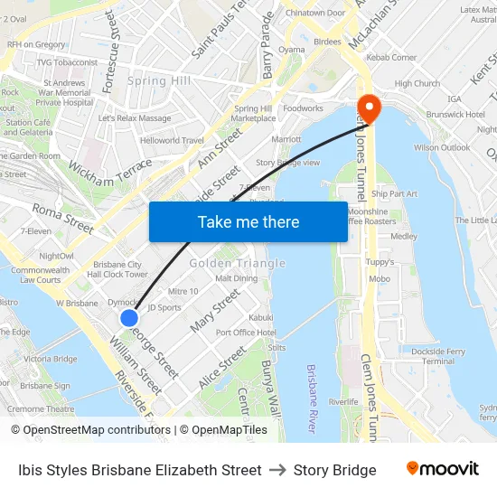 Ibis Styles Brisbane Elizabeth Street to Story Bridge map