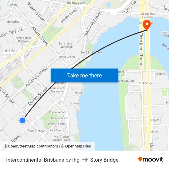 Intercontinental Brisbane by Ihg to Story Bridge map