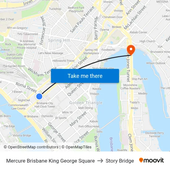 Citigate King George Square to Story Bridge map