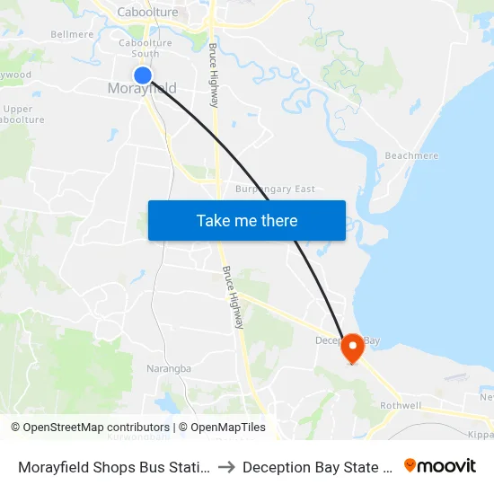 Morayfield Shops Bus Station, Platform 2 to Deception Bay State High School map