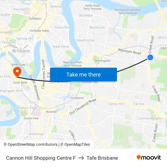 Cannon Hill Shopping Centre F to Tafe Brisbane map
