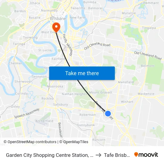 Garden City Shopping Centre Station, Stop I to Tafe Brisbane map