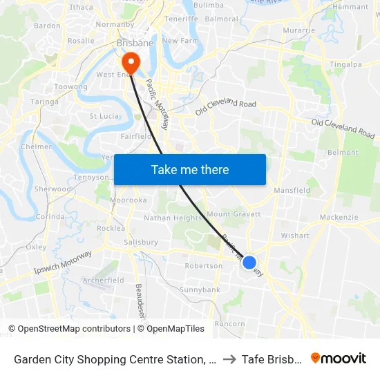 Garden City Shopping Centre Station, Stop F to Tafe Brisbane map