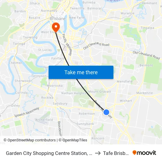 Garden City Shopping Centre Station, Stop B to Tafe Brisbane map