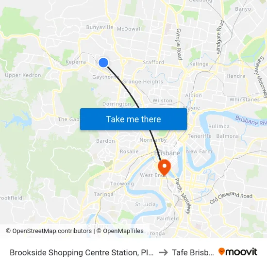 Brookside Shopping Centre Station, Platform B to Tafe Brisbane map