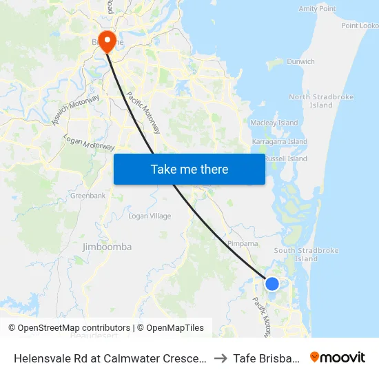 Helensvale Rd at Calmwater Crescent to Tafe Brisbane map