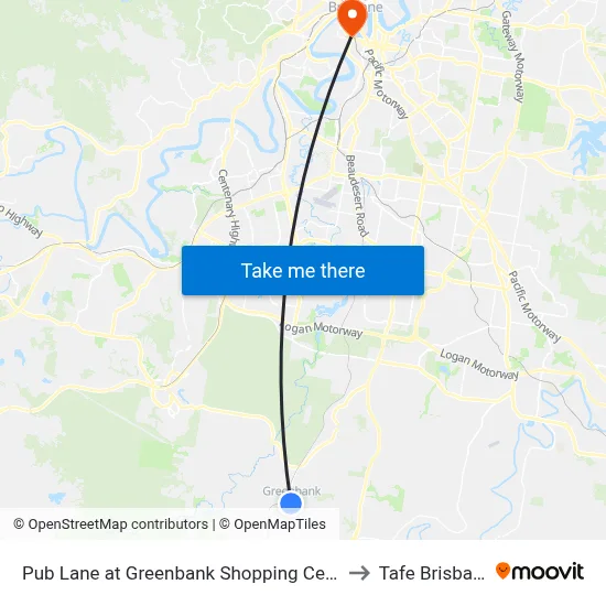 Pub Lane at Greenbank Shopping Centre to Tafe Brisbane map