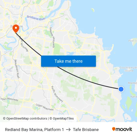 Redland Bay Marina, Platform 1 to Tafe Brisbane map