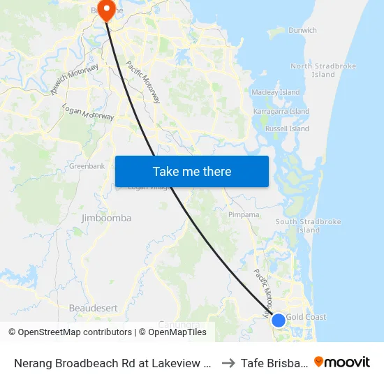 Nerang Broadbeach Rd at Lakeview Drive to Tafe Brisbane map