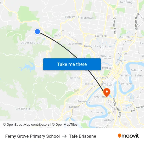 Ferny Grove Primary School to Tafe Brisbane map