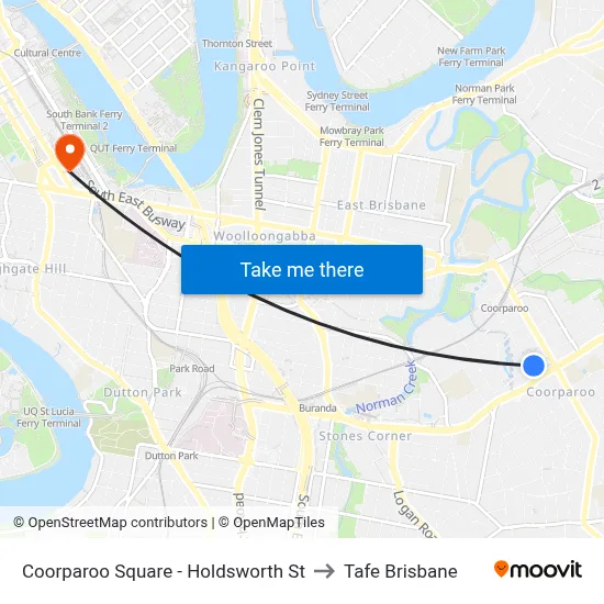 Coorparoo Square - Holdsworth St to Tafe Brisbane map