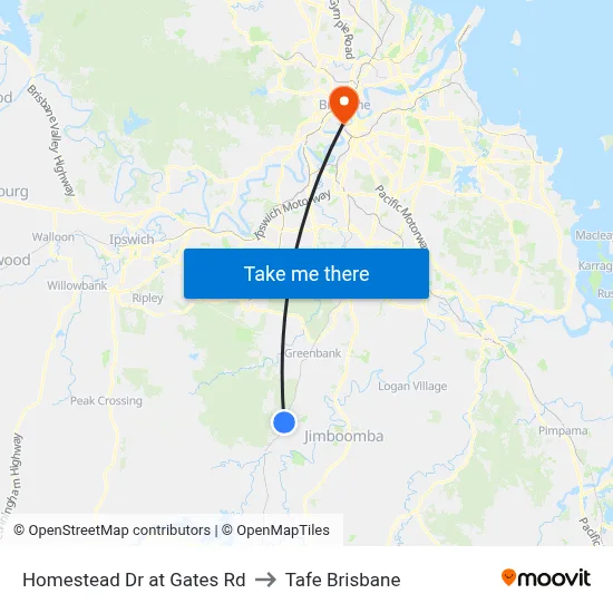Homestead Dr at Gates Rd to Tafe Brisbane map