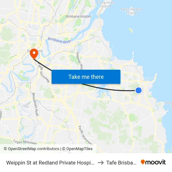 Weippin St at Redland Private Hospital to Tafe Brisbane map