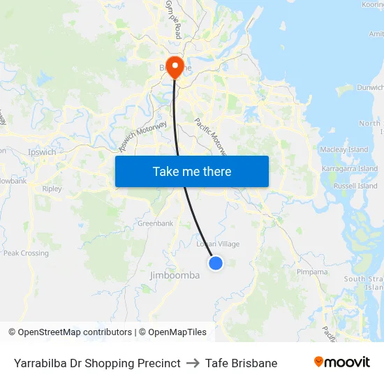 Yarrabilba Dr Shopping Precinct to Tafe Brisbane map