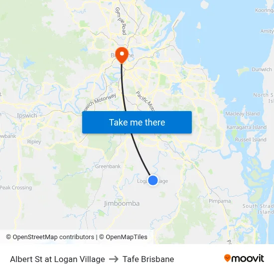 Albert St at Logan Village to Tafe Brisbane map