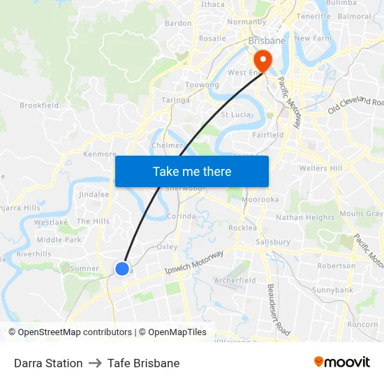 Darra Station to Tafe Brisbane map
