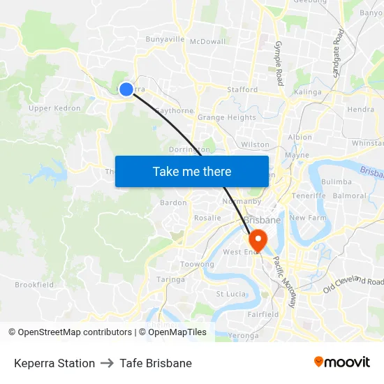 Keperra Station to Tafe Brisbane map