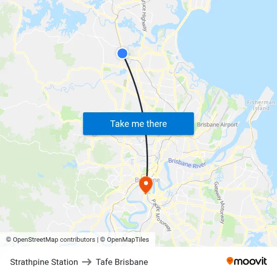 Strathpine Station to Tafe Brisbane map
