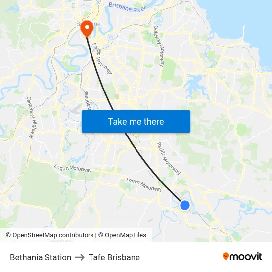 Bethania Station to Tafe Brisbane map
