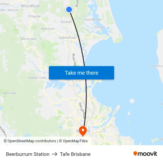 Beerburrum Station to Tafe Brisbane map