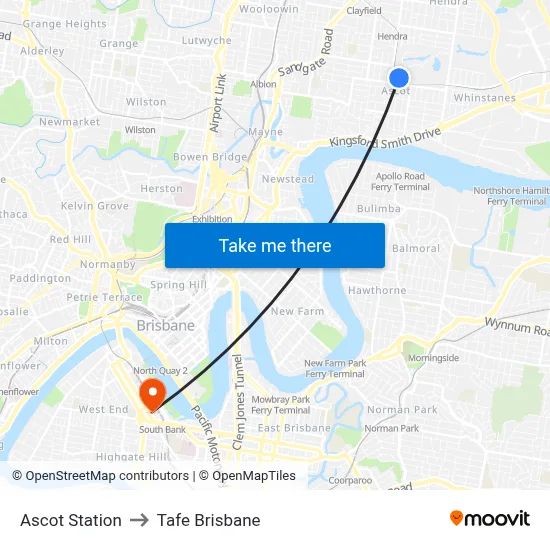 Ascot Station to Tafe Brisbane map