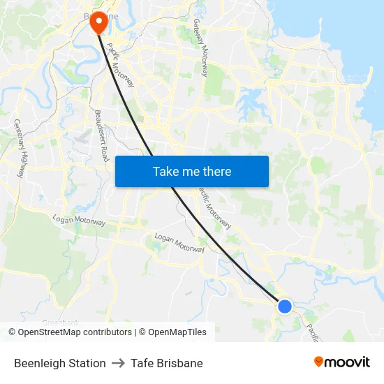 Beenleigh Station to Tafe Brisbane map