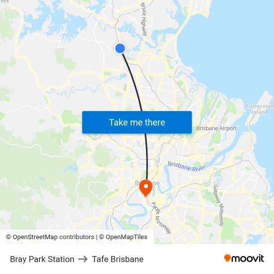 Bray Park Station to Tafe Brisbane map