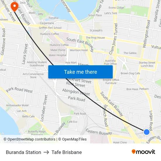 Buranda Station to Tafe Brisbane map