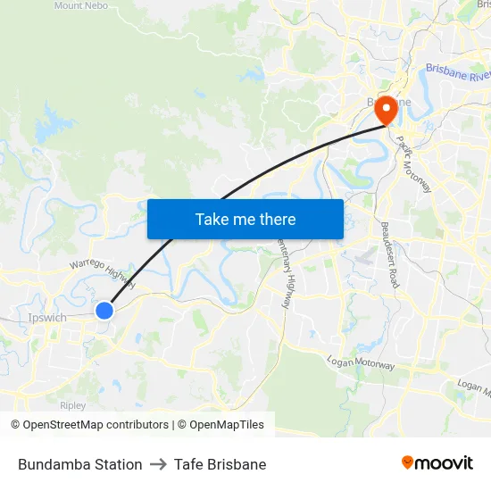 Bundamba Station to Tafe Brisbane map