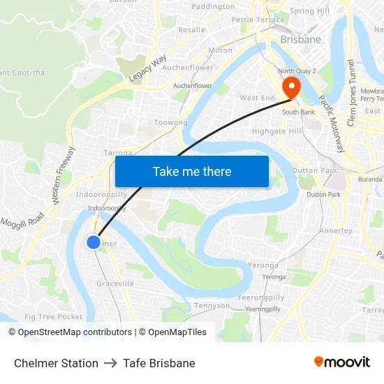 Chelmer Station to Tafe Brisbane map