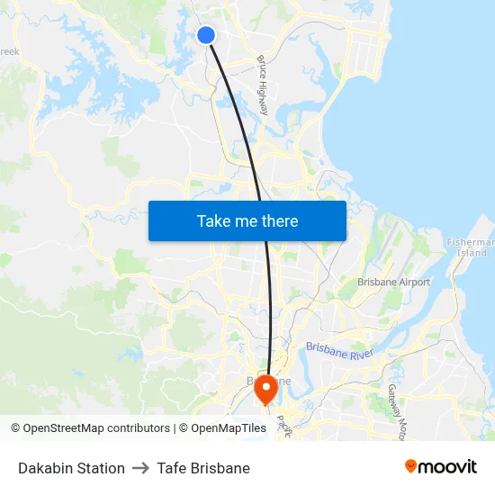 Dakabin Station to Tafe Brisbane map