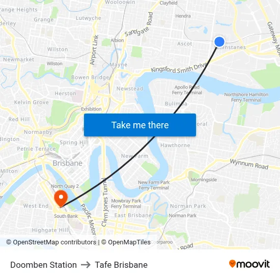 Doomben Station to Tafe Brisbane map