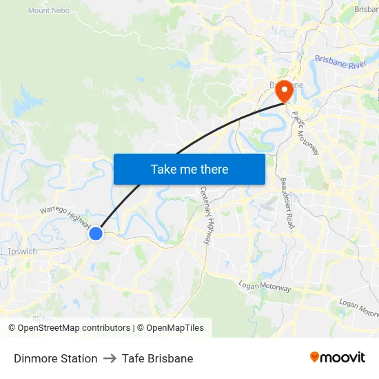 Dinmore Station to Tafe Brisbane map