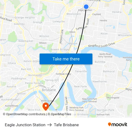 Eagle Junction Station to Tafe Brisbane map