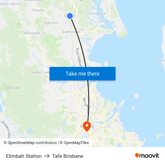 Elimbah Station to Tafe Brisbane map