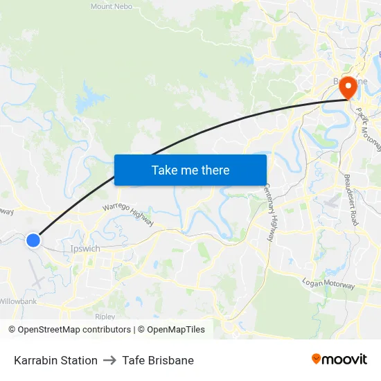 Karrabin Station to Tafe Brisbane map