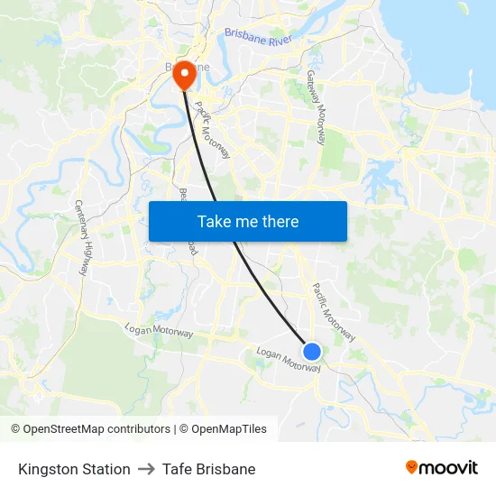 Kingston Station to Tafe Brisbane map
