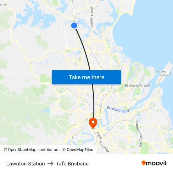 Lawnton Station to Tafe Brisbane map
