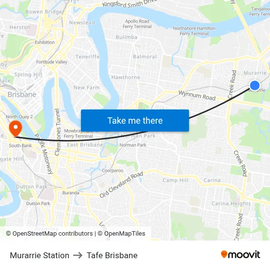 Murarrie Station to Tafe Brisbane map