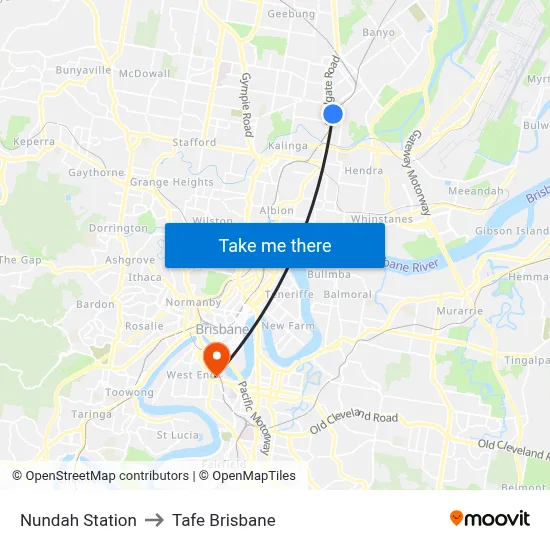 Nundah Station to Tafe Brisbane map