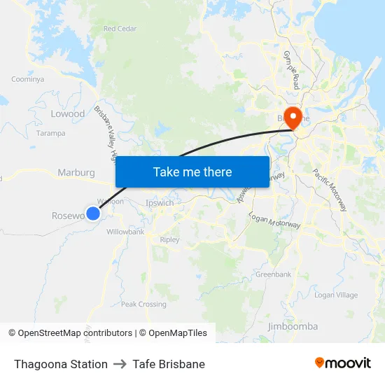 Thagoona Station to Tafe Brisbane map