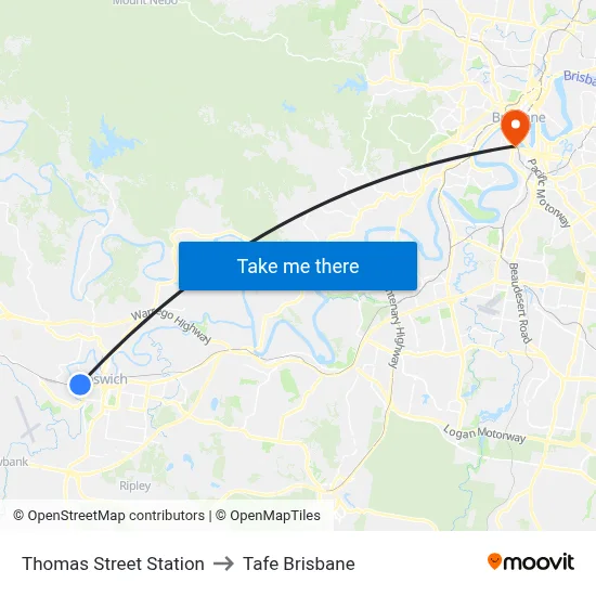 Thomas Street Station to Tafe Brisbane map