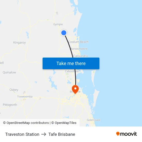 Traveston Station to Tafe Brisbane map