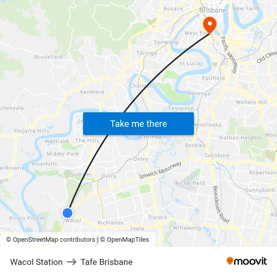 Wacol Station to Tafe Brisbane map